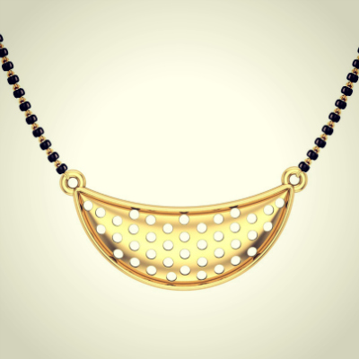 18KT Yellow Gold Black Beads Mangalsutra