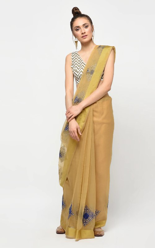 Beige Embroidered Saree 