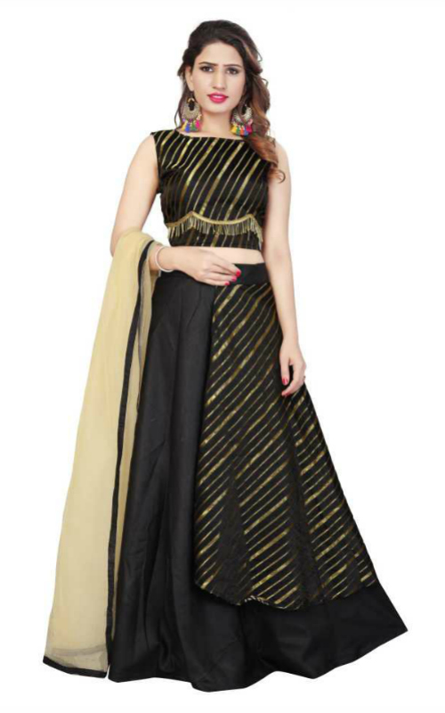 Black Leheriya Stitched Lehenga