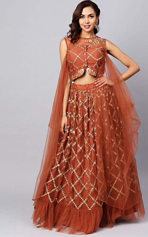 Brown & Golden Made to Measure Lehenga Choli