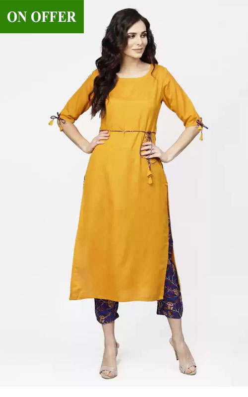 Cotton Viscose Blend Kurta and Palazzo Set