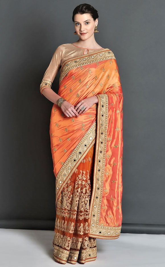 Embroidered Poly Georgette Saree