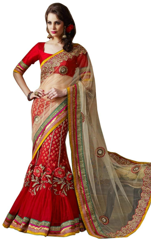 Glamourous See-Through Lehenga Saree