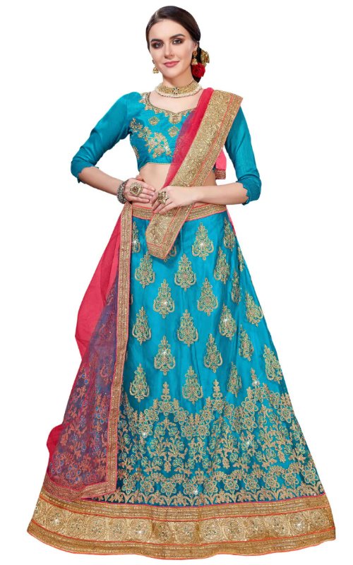 Gold Embroidered A-Line Lehenga