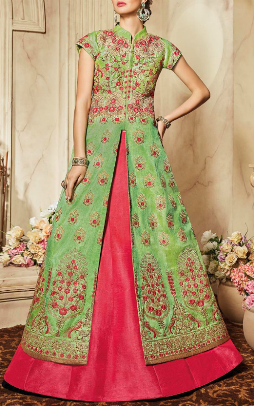 Green Lehenga Jacket Without Dupatta