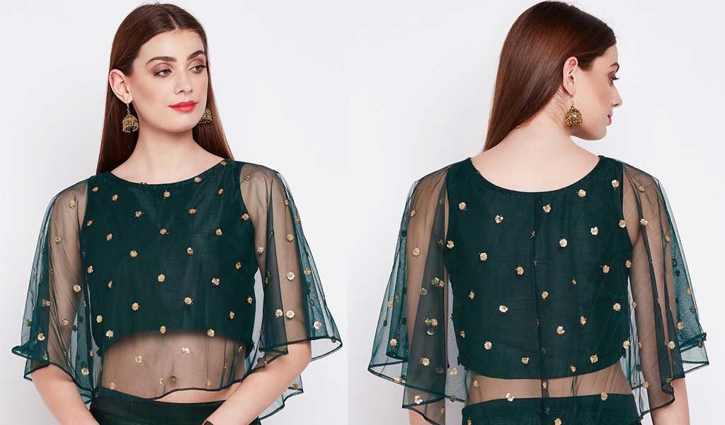 Green Net Embroidered Blouse