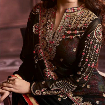 Heavy Embroidered Work With Diamond