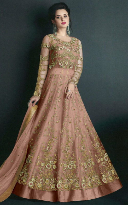 Party Wear Embroidered Net Lehenga Kameez