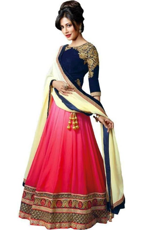 Pink Ghagra Choli Dupatta Set