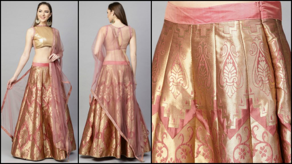 Pink & Gold Lehenga With Dupatta 