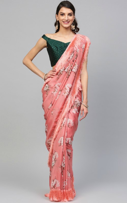 Pink Printed Saree