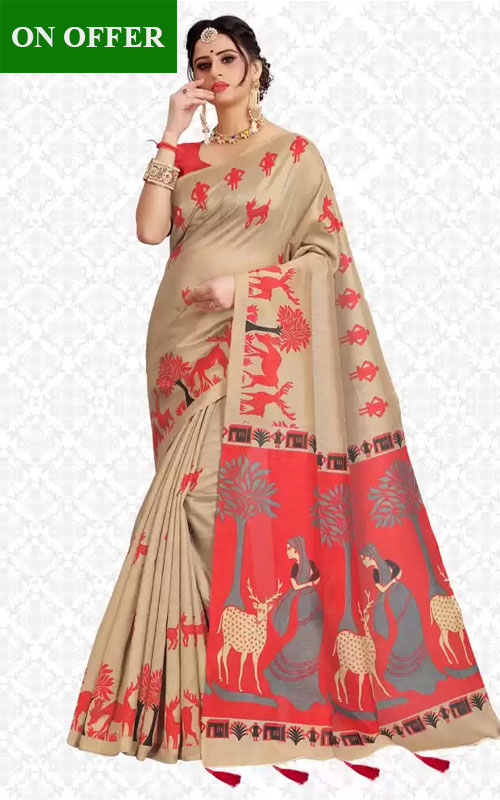  Printed Cotton Blend Saree 