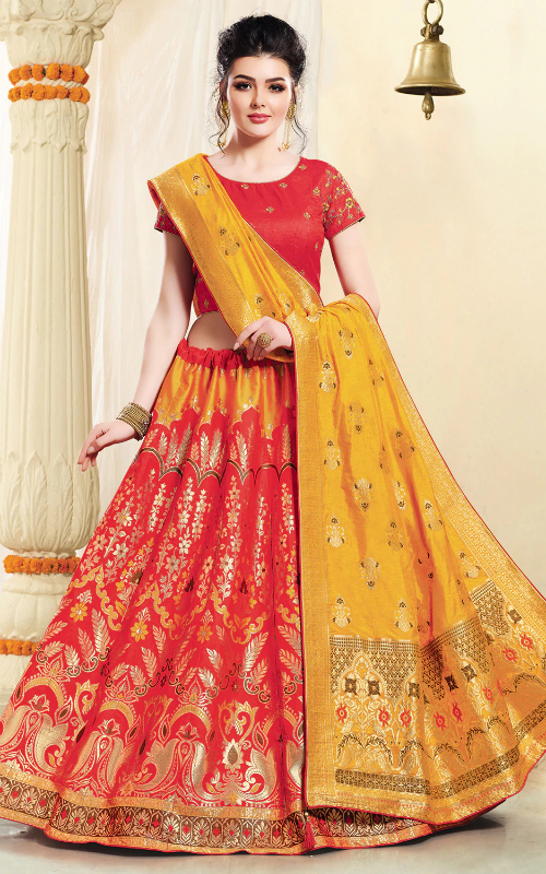 Silk Foil Print A-Line Lehenga