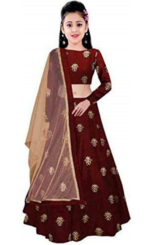 Tafeta Silk Semi-Stitched Lehenga Choli