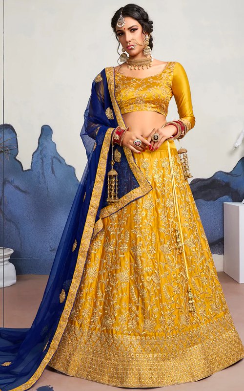 Yellow A-Line Lehenga Choli