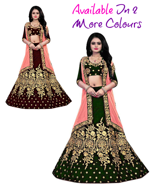 embroidered lehenga cholis in 2 different colours