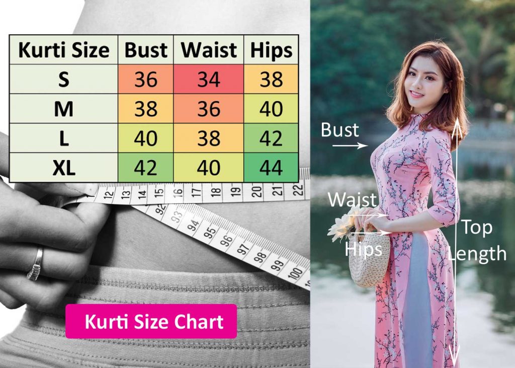 Kurti Size Chart for Online Shopping