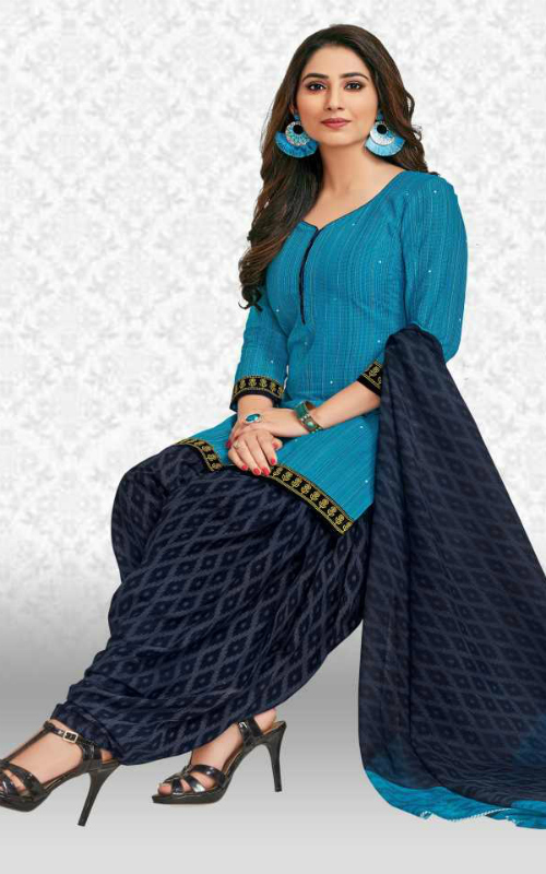 Blueish Cotton Blended Suit