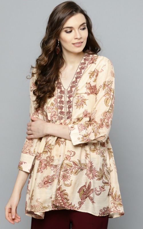 Cream Coloured A-Line Kurti