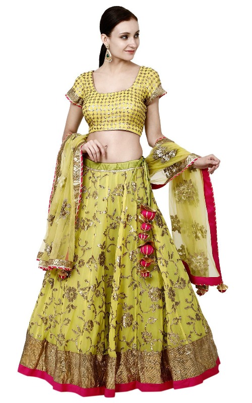 Embellished Parrot Green Lehenga