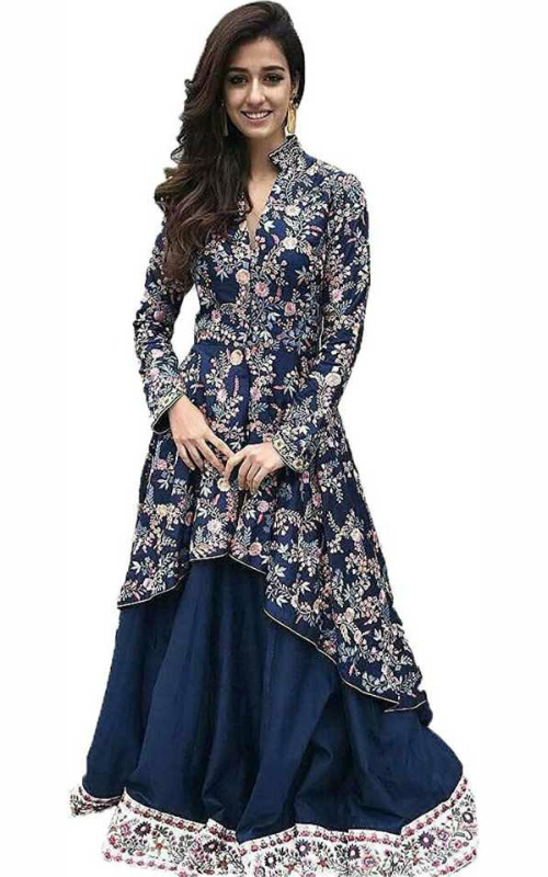 Floral Print Semi-Stitched Lehenga & Kurta