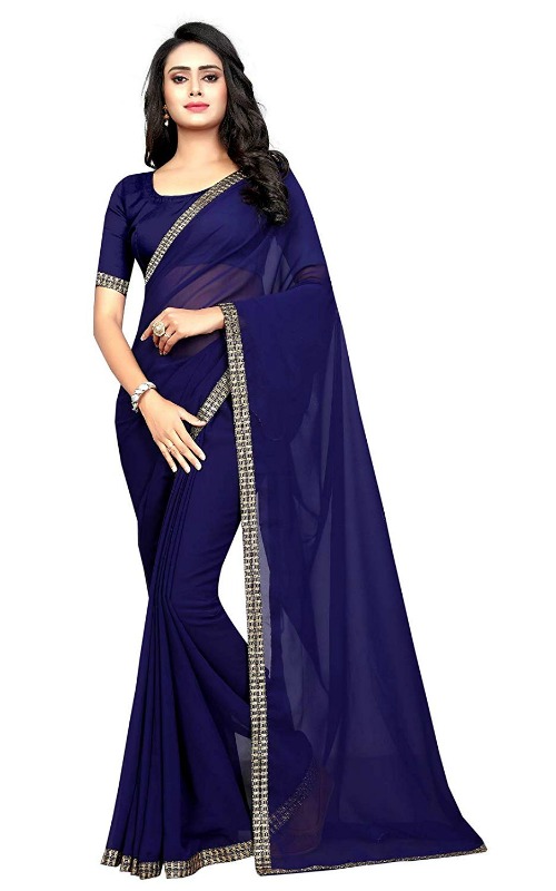 Free Size Georgette Saree With Blouse Piece