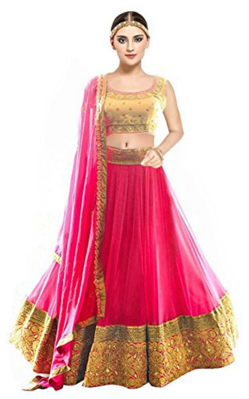 Georgette Lehenga Choli With Brocade Blouse