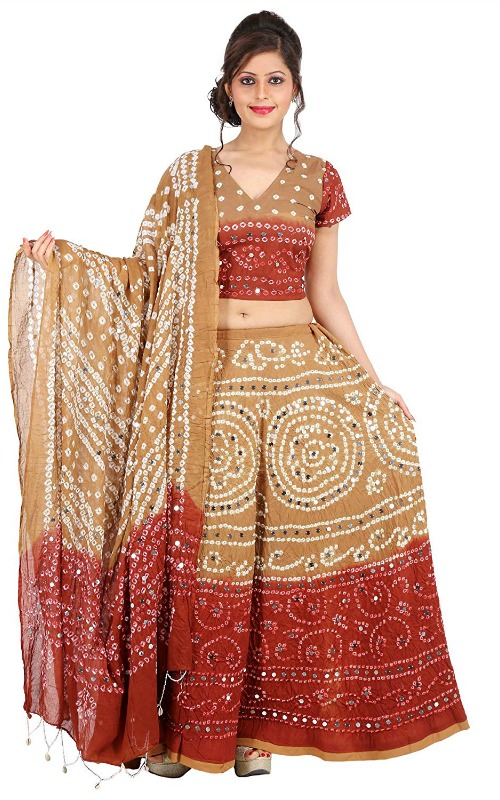 Handmade Bandhej & Sequin Work Lehenga Choli With Dupatta