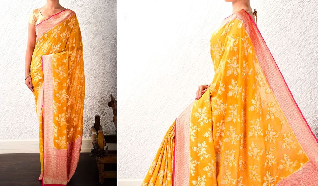 Mustard Yellow Banarasi  Saree