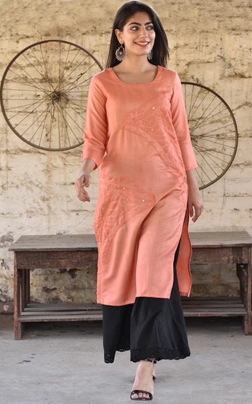 Peach Poise Tussar Cotton Silk Kurta