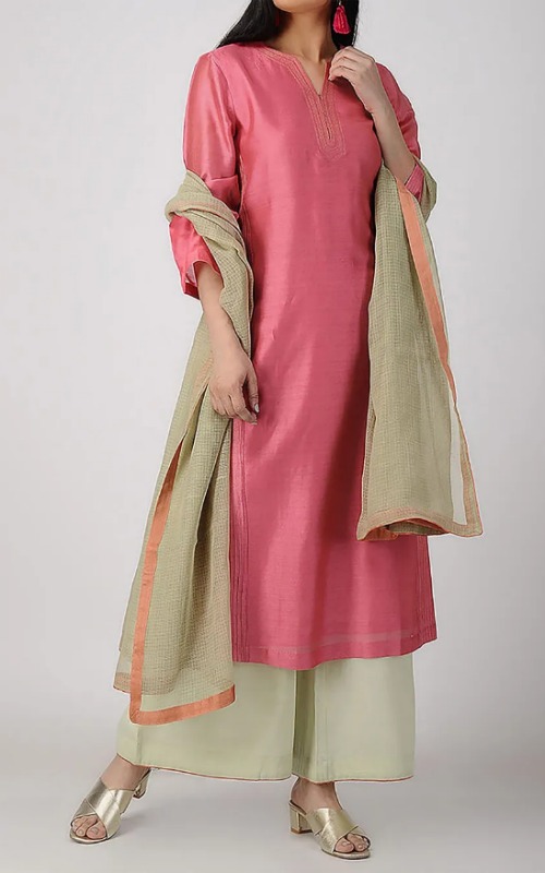 Pink Chanderi Kurta