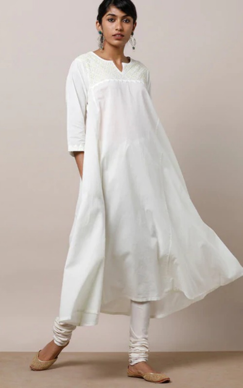 Pure Cotton Lakhnavi Flared Kurta