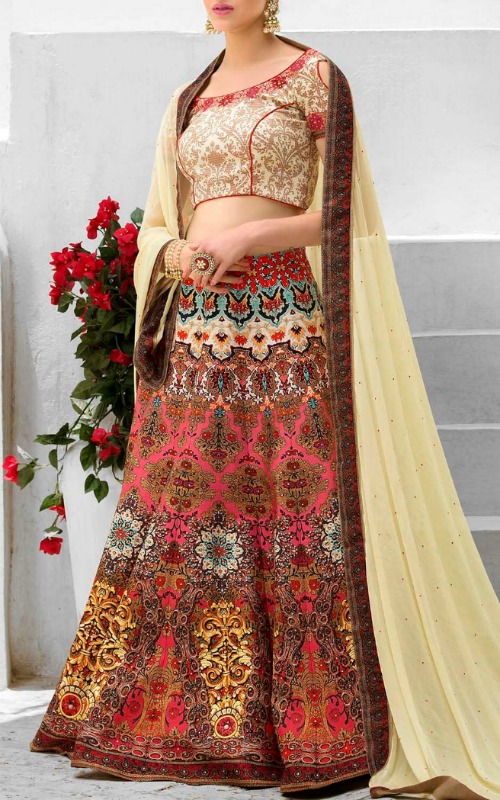 Silk Printed Lehenga