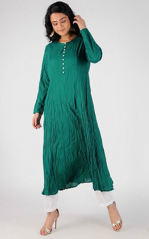 Teal Handwoven Organic Cotton Kurta