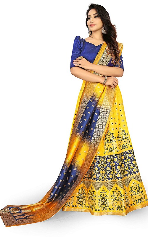 Women's Free Size Brocade Lehenga 