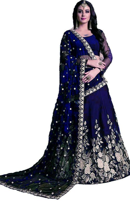 blue embroidered lehenga choli