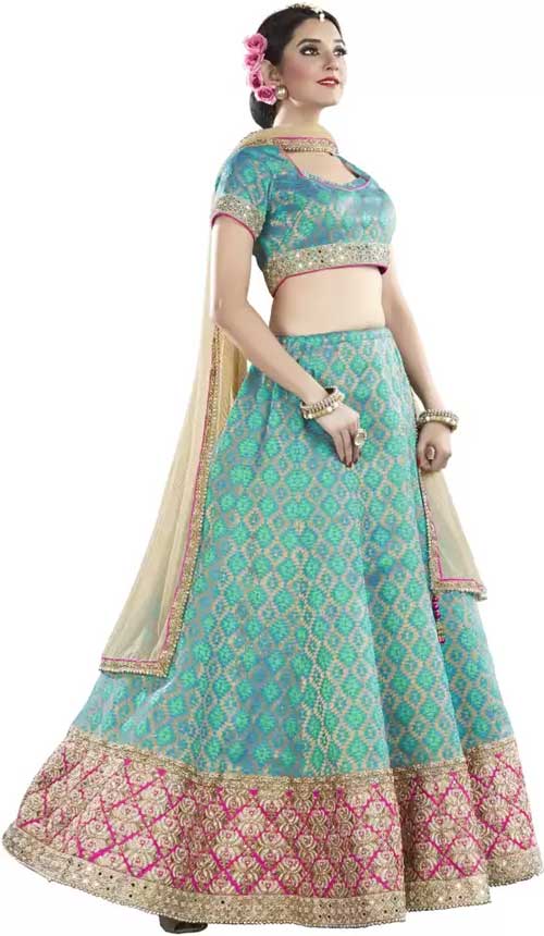 Embroidered Lehenga-Choli Set in a Beautiful Blue Shade