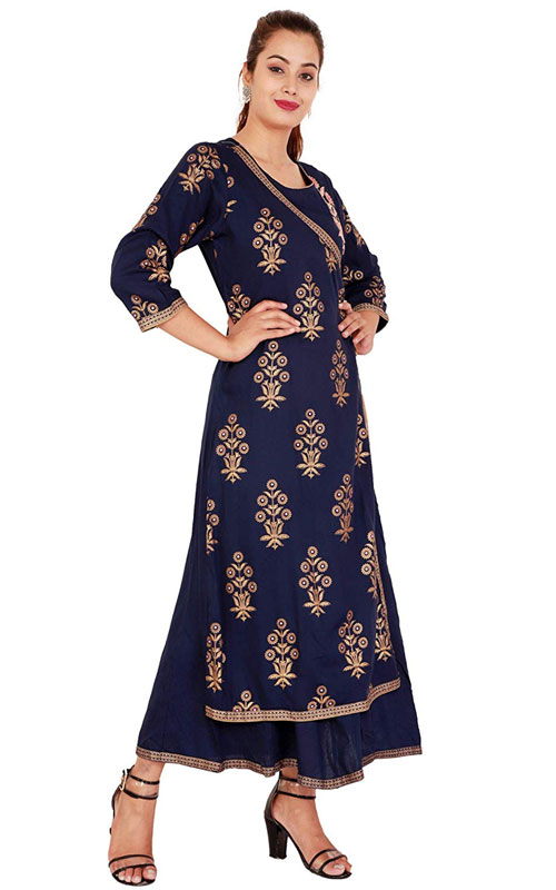Blue & Gold Angrakha Kurti