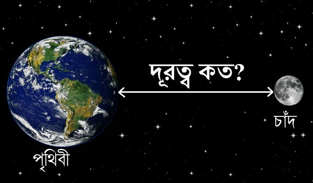 পৃথিবী থেকে চাঁদের দূরত্ব কত 