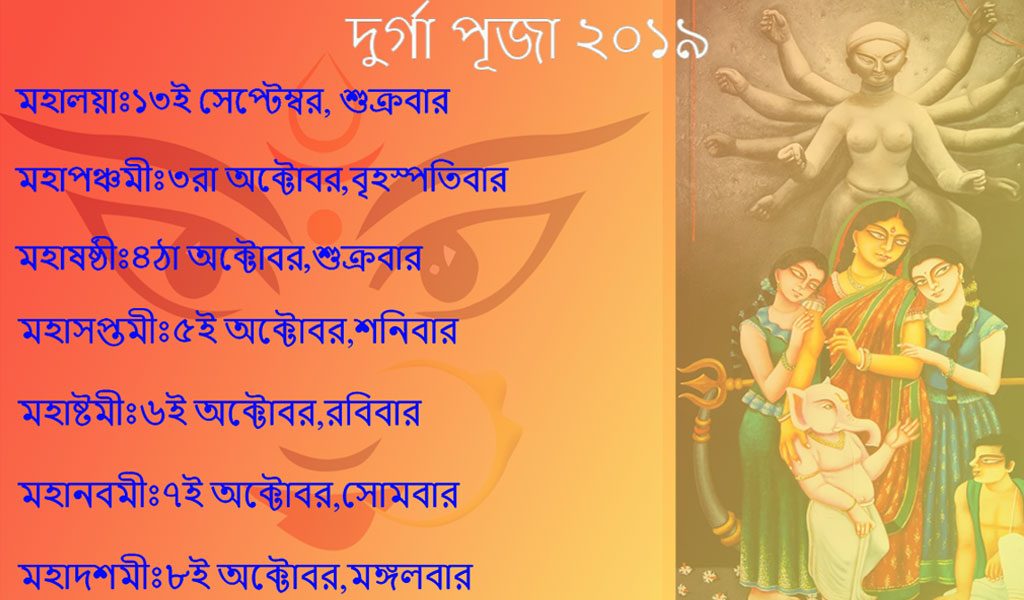 durga puja date 2019