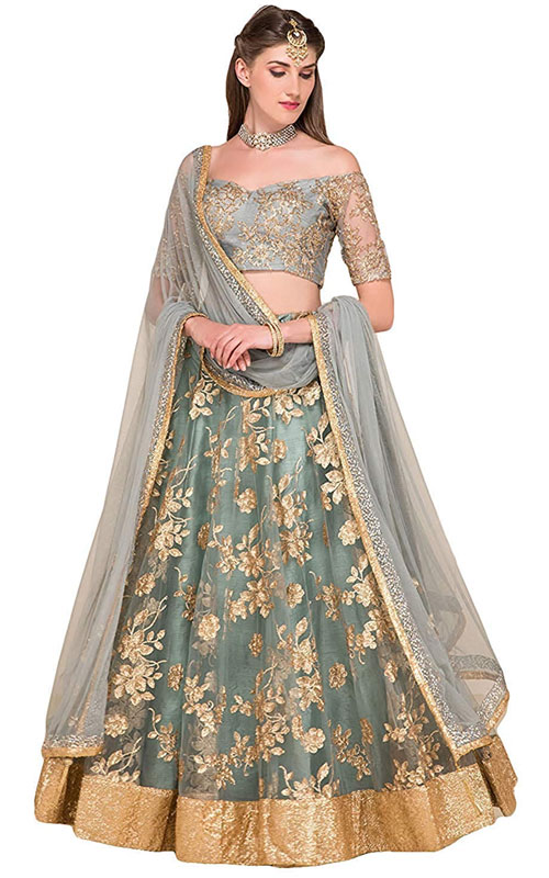 Grey Lehenga with Beautiful Embroidery