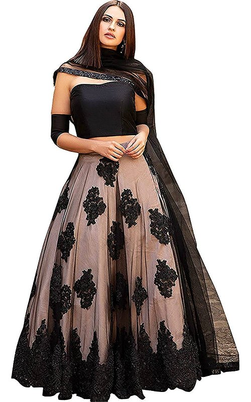 embroidered semi stitched lehenga choli