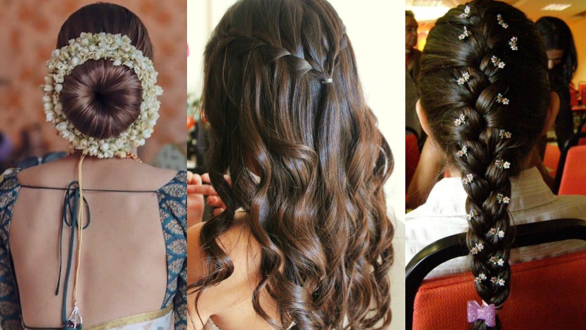 hairstyle for round face to go with lehenga