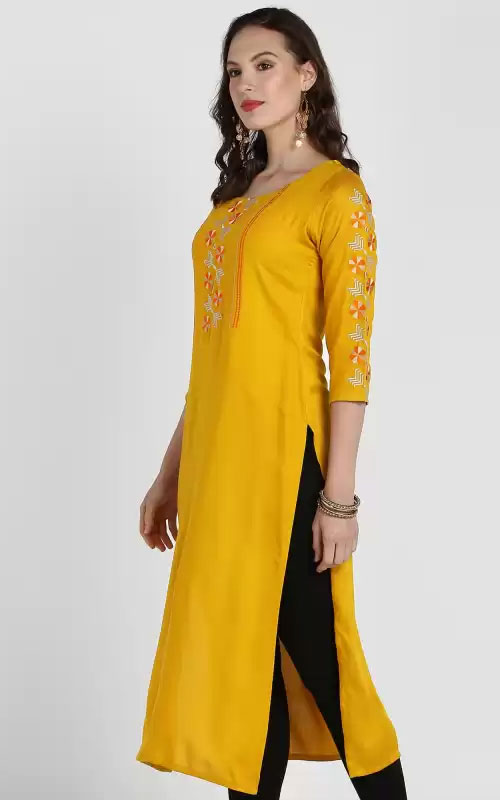Libas Embroidered Straight Kurti