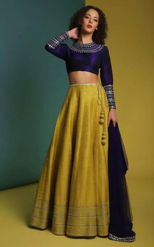 Yellow Satin Chaniya Choli