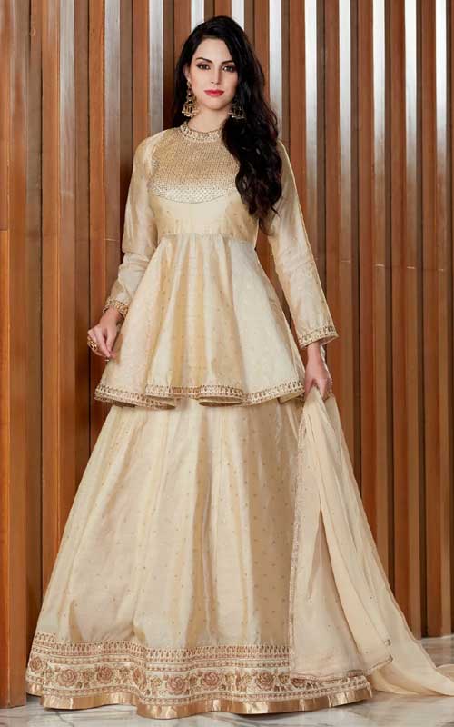 Silk Lehenga with Peplum Blouse