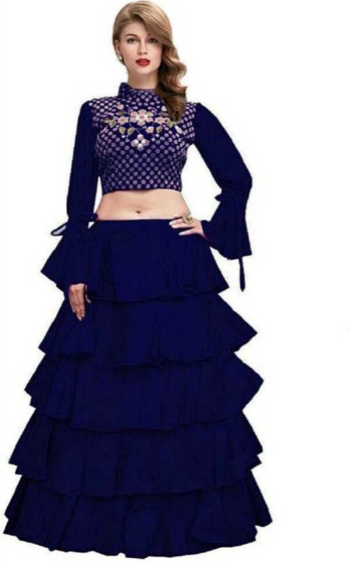 solid semi stiched lehenga choli