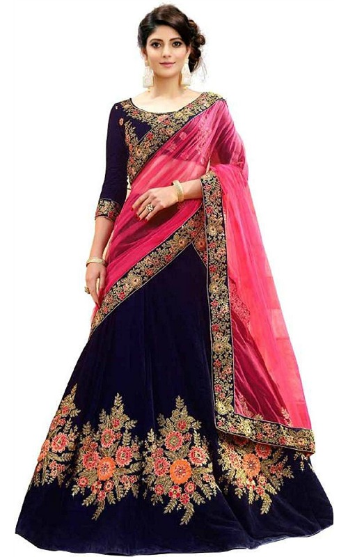 velvet silk lehenga choli