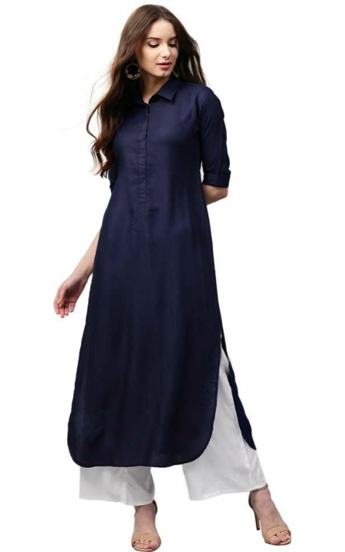 Solid Blue Pathani Kurta