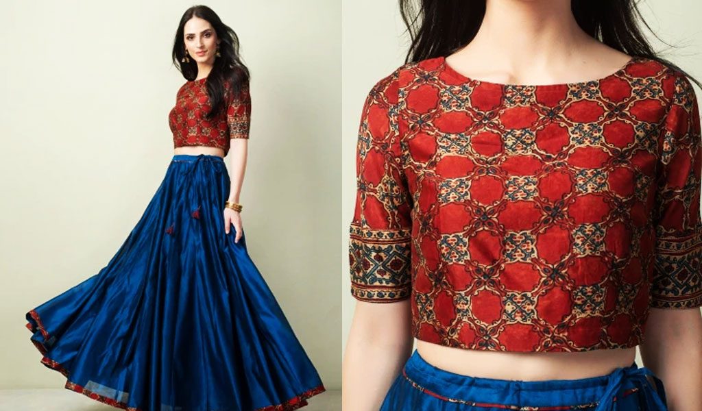 Lehenga Choli with Sindh's Special Ajrak Work